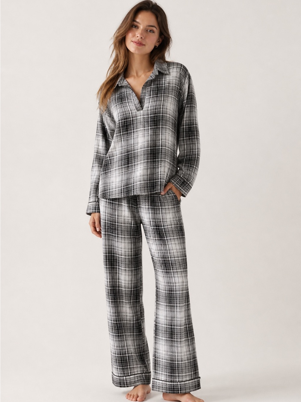 VICTORIA'S SECRET Flannel Popover Long Pajama Set